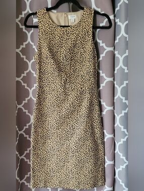 J Crew -Leopard Print Sleeveless Shift Dress - Tan/Black